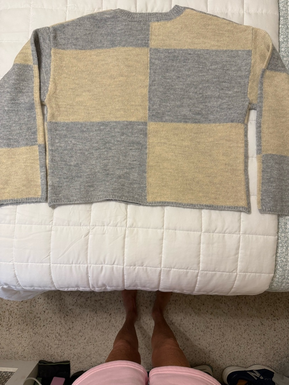 Woman’s ZSupply Colorblock Crewneck Sweater in Cream and Light Gray